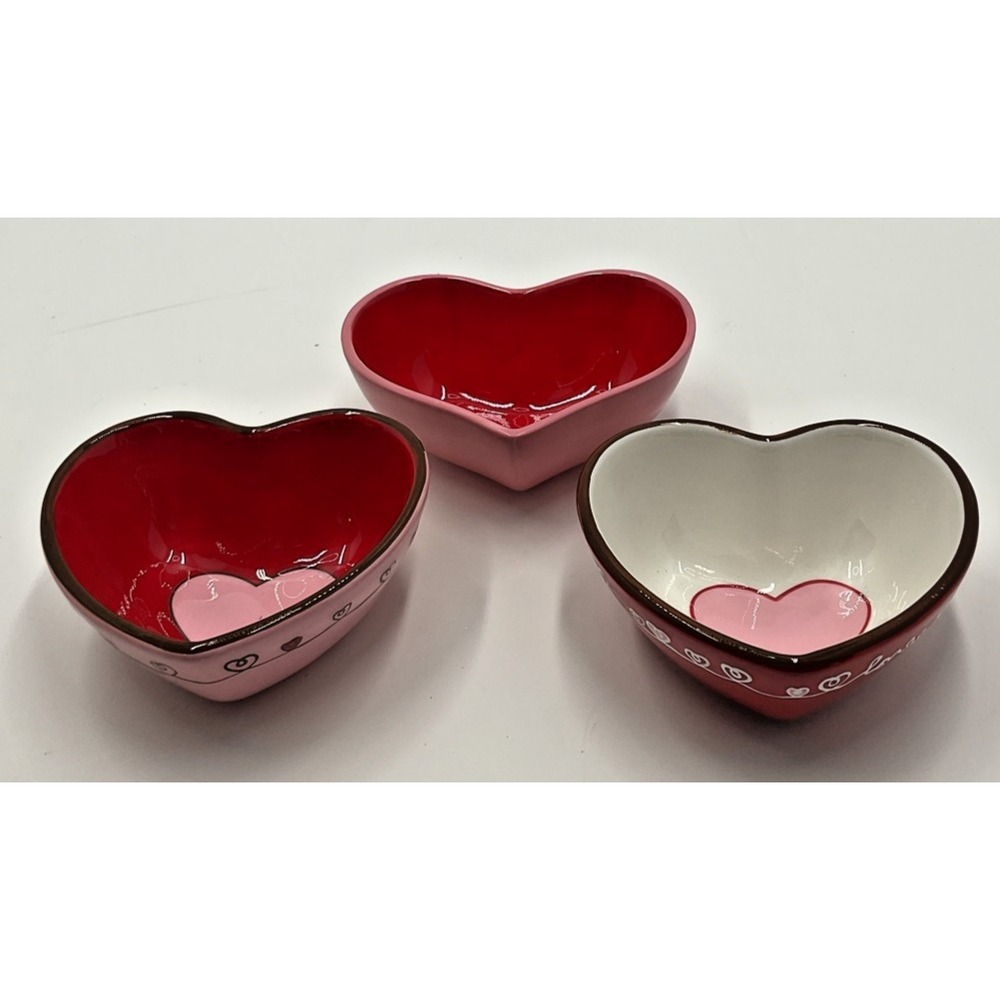 Valentine's Day Heart Ceramic‎ Bowl Set of 3